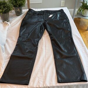 NWT GAP Black Faux Leather Vintage Slim High Rise Pants, Size 31/12R